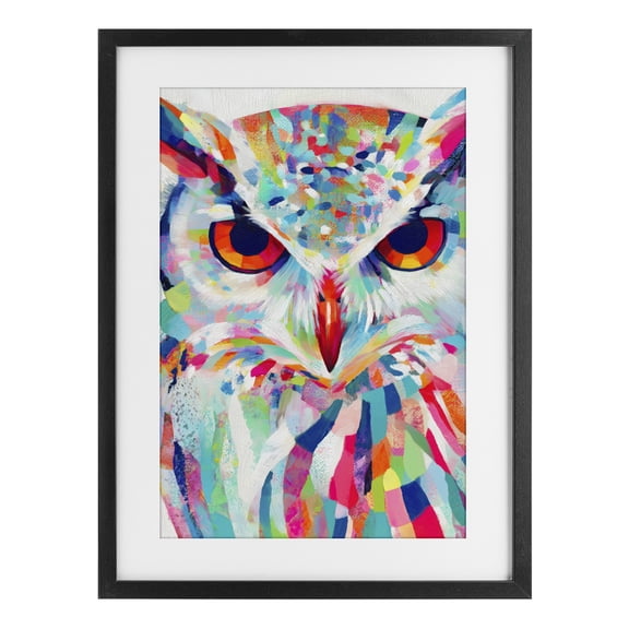 Stupell Industries Modern Expressive Owl Gaze Black Framed Print Under Glass, 14 x 20, by Chromatic Storm Studio