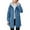 Blue, variant on Women's Mid-Length Faux Shearling Jacket, Double Faced Fleece Lined Coat, Full Zip Hooded Outerwear, Thick Winter Jacket, Soft Plush Coat, Warm Casual Coat, Cold Weather Parka Blue