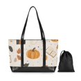 thumbnail image 7 of FORMRS Canvas Laptop Tote Bag for Women with 15.6" Computer Compartments Shoulder Handbag, Beige Fall Pumpkin, 7 of 7