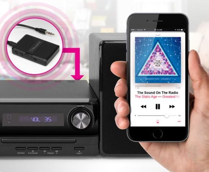Aluratek Bluetooth Audio Receiver / Transmitter with Detached Cable | Bluetooth 5 | 50 ft. Range