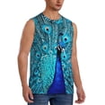 thumbnail image 2 of Fotbe Beautiful Blue Peacock Men's Camiseta sin Mangas Estampada para Hombres, Playera Casual para Gimnasio, Entrenamiento, Playa-Medium, 2 of 7