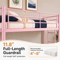 thumbnail image 4 of PARPOOS Bunk Bed Twin over Twin, Metal Twin Bunk Beds for Teens with 2 Ladders & Full Length Guardrails,  Can Be Divided into 2 Twin Beds, Pink, 4 of 8