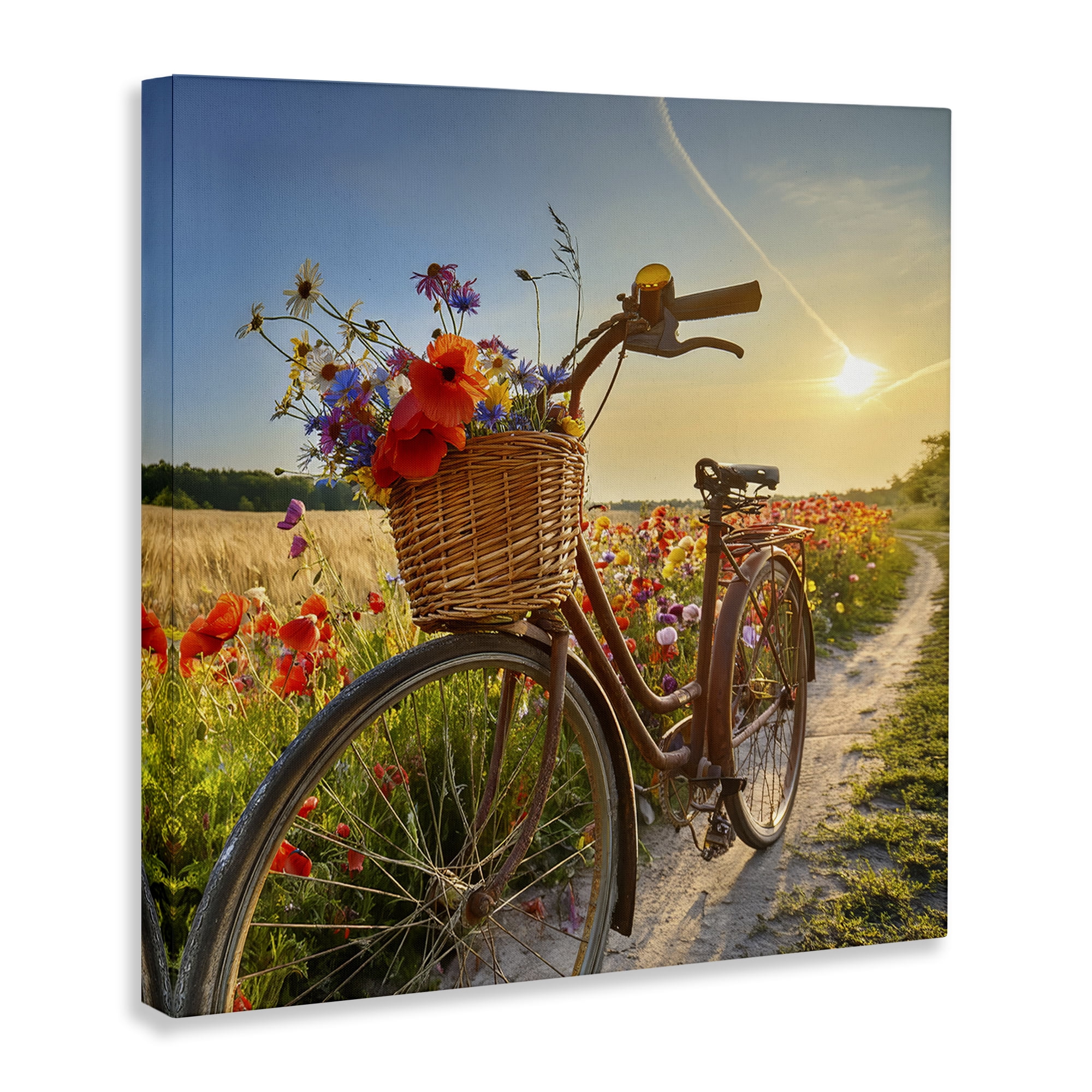 Stupell Industries Flower Stop Bicycle Transportation Photography Wrapped Canvas Art Print Wall Art, 24 x 24
