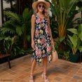 thumbnail image 5 of HELLHERO Floral print Sleeveless Sundress, Side Pockets Asymmetric Hem Midi Dress With Side Pockets Comfort Summer Sleeveless Dress for Vacation Daily, 5 of 8