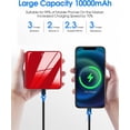 thumbnail image 3 of TEMOGU-Portable Charger with Built in Cables, 10000mAh Slim Power Bank LED Display, Small External Battery Pack with 4 Inputs and 5 Outputs Phone Charger for iPhone Samsung Huawei Google LG iPad etc, 3 of 4