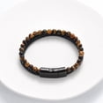 thumbnail image 2 of Leather Beaded Double Funeral Urns Bracelets for Cremation Ashes Holder Men's Urn Bracelet-24cm, 2 of 6