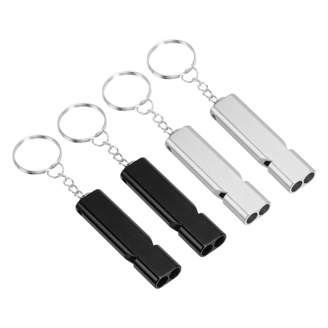 Unique Bargains Sifflet de Survie, Lot de 4 Sifflet de Sécurité à Son Fort pour Randonnée, Noir, Argent
