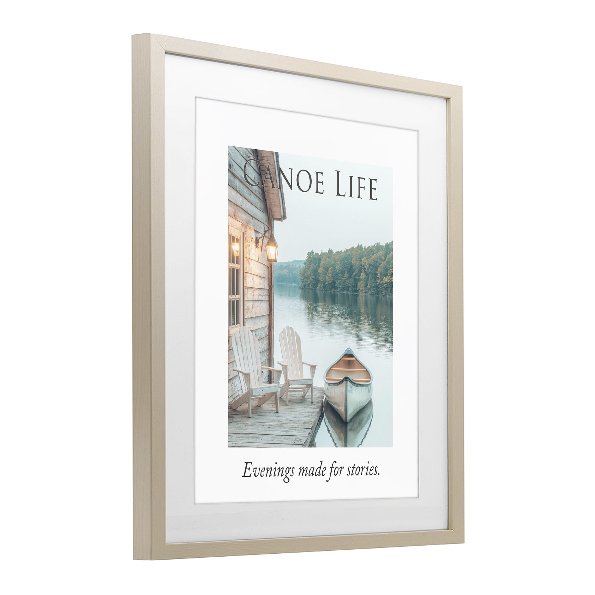 Stupell Industries Canoe Life Quote Birch Framed Print Under Glass, design by A Barefoot Stylist