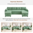 thumbnail image 6 of Modern U-Shaped Sectional Sofa Bed with Storage and USB Ports, Green Teddy Fabric Sleeper Couch for Living Room, Convertible Chaise Lounge with Lumbar Pillows, 6 of 9