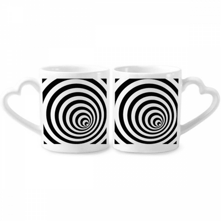 

Illusion Line Repeat Circle Couple Porcelain Mug Set Cerac Lover Cup Heart Handle