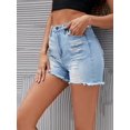 thumbnail image 4 of Women's Destructed High Waist Denim Shorts, 4 of 7