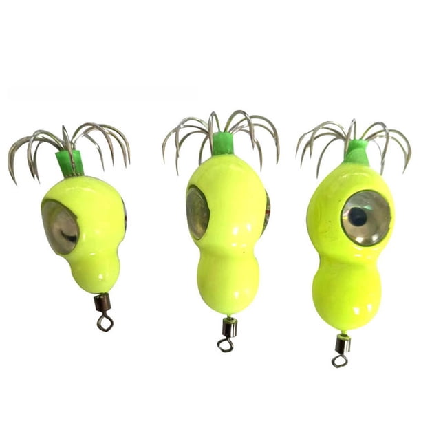 Anzuelos de calamar luminosos, 12 agujas, cebo de señuelo de pesca de pulpo de sepia (20g)