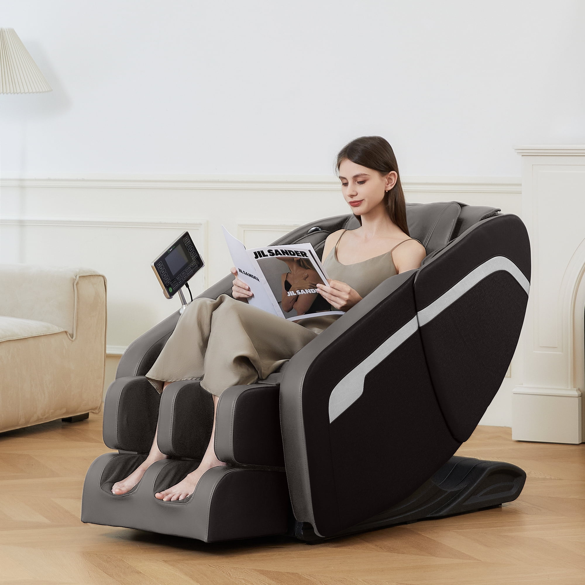 ZENART Massage Chair, Full Body Zero Gravity Massage Chair Recliner with Foot Massager, Brown
