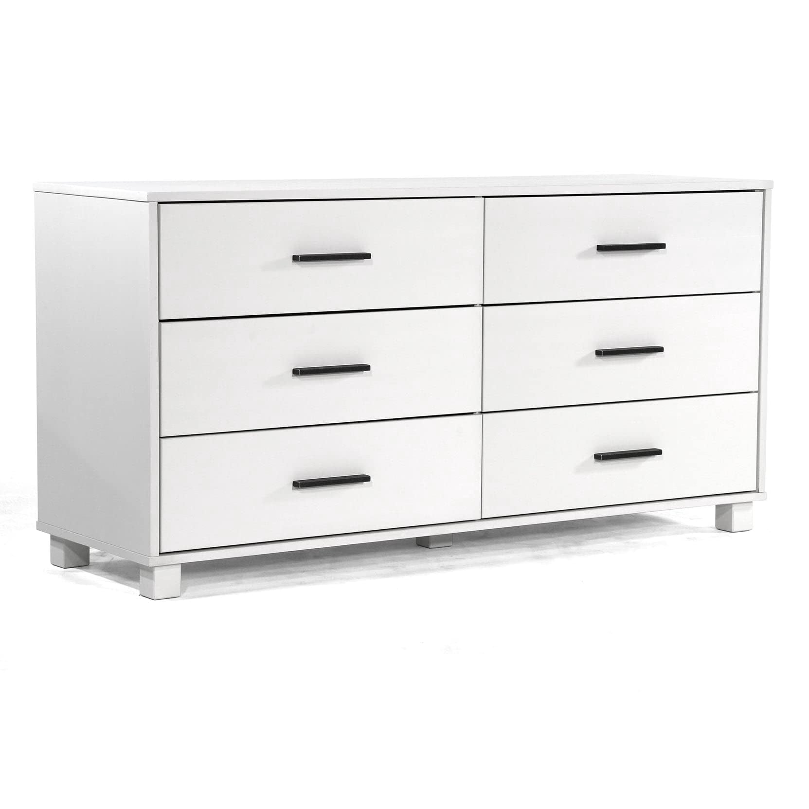 Grain Wood Furniture Loft 6-Drawer Dresser, Solid Wood with Brushed White Finish