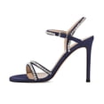 thumbnail image 3 of XYD Women Graceful Rhinestones Open Toe Sandals Ankle Strap Adjustable Buckle Stiletto High Heel Dressy Shoes Size 8 Navy, 3 of 4