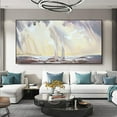 thumbnail image 6 of Large Seascape Handmade Oil Painting on Canvas Abstract Ocean and Sailboats Canvas Art Modern Sunshine and Clouds Painting Wall Art for Living Room Unframed, 6 of 9