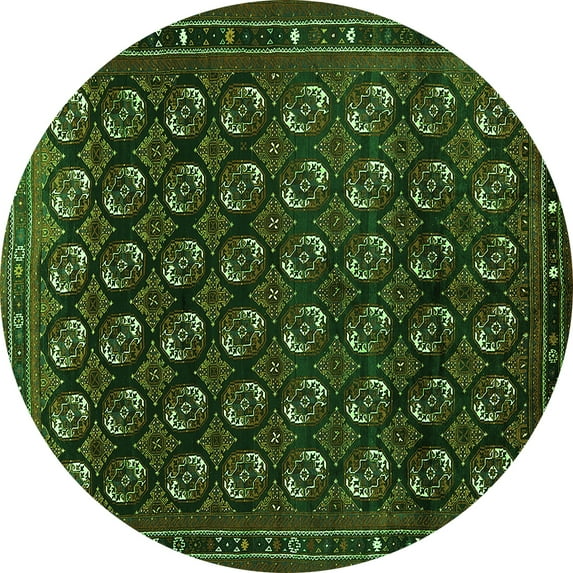Ahgly Company Indoor Round Oriental Green Industrial Area Rugs, 6' Round
