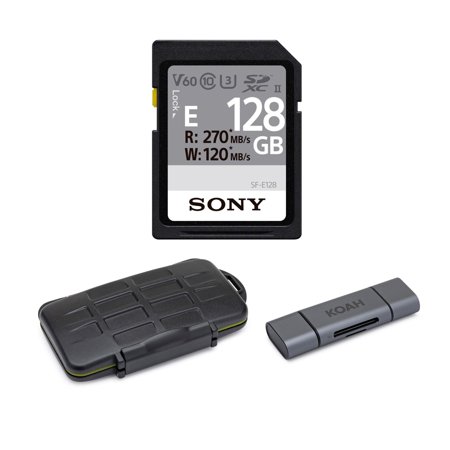 Sony 128GB E-Series High Speed SD Card Bundle with Storage Case, and Card Reader