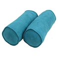 thumbnail image 2 of 20-inch by 8-inch Double-corded Solid Microsuede Bolster Pillows with Inserts (Set of 2) 9814-CD-S2-MS-AB, 2 of 2