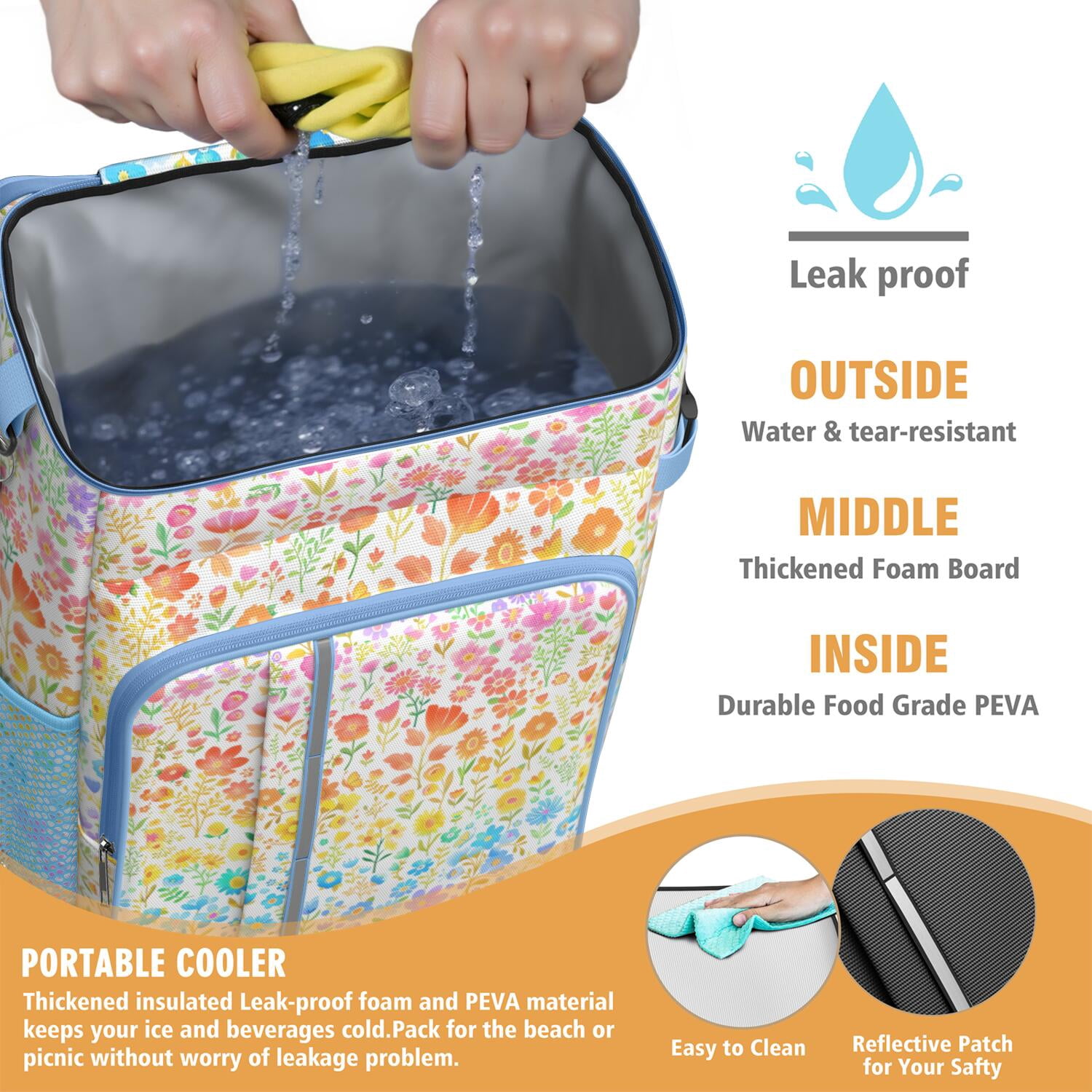 Travel Cooler Bag - Boho Bohemia Flower Camping Beer Cooler Backpack with Bottle Opener- Waterproof Insulated Picnic Backpacks - Cooler Bag for Beach
