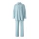 thumbnail image 2 of VISgogo Conjunto de trajes casuales para mujer, camisa de manga larga con cuello de solapa de color sólido, pantalones de cintura elástica a juego VISgogo moda, 2 of 9