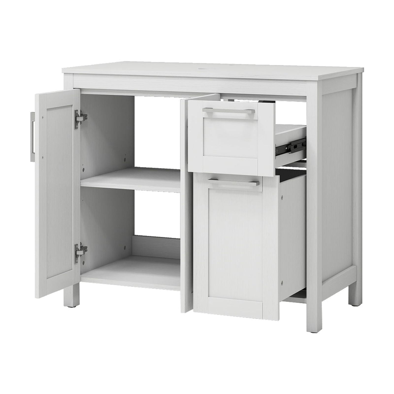 ELECWISH 36 Inches Traditional Bathroom Vanity in White Finish, Single Bathroom Vanity with Top, 2-Door Cabinet and 2 drawers