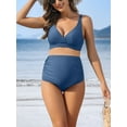 thumbnail image 5 of Ruched V Neck Two Piece Bikini Sets for Maternity Adjustable Straps Pregnancy Bathing Suits, 5 of 7
