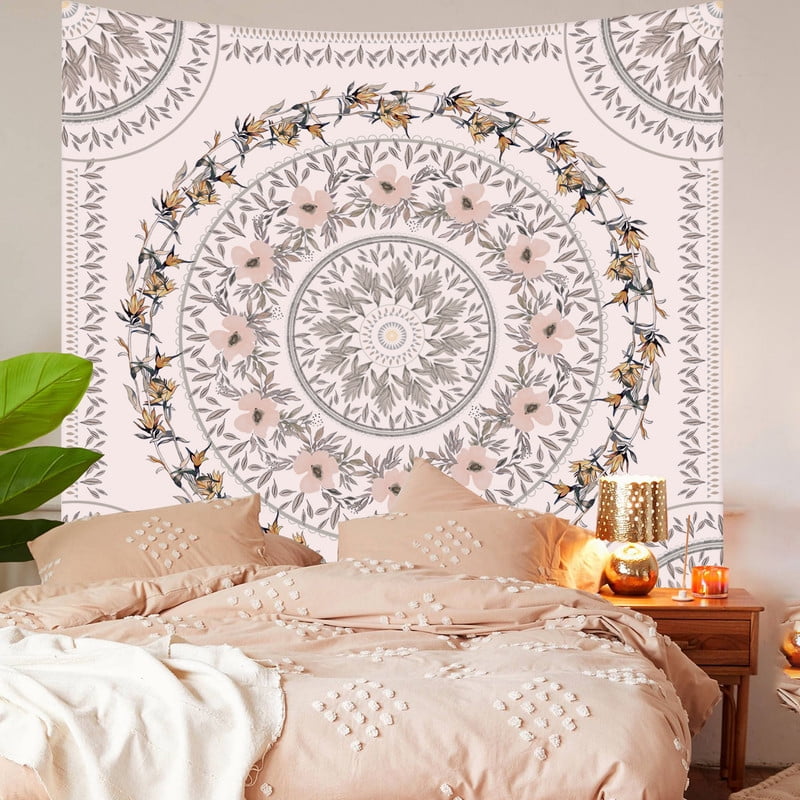 Cream Hippie Boho Wall Décor for Dorm Bedroom Living Room 59x 51 Simpkeely Daisy Medallion Tapestry Mandala Wall Hanging Indian Bohemian Sketched Floral Art 