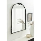 Kate & Laurel Myrcelle Traditional Arched Wall Mirror - 25x33 Black Ornate Vintage Decorative Mirror