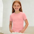 thumbnail image 4 of CFXNMZGR Toddler Tops Girls Girls' Short Sleeve Tees Casual Graphic Crewneck Summer Top Clothes T Shirts (Pink,7-8 Years), 4 of 5