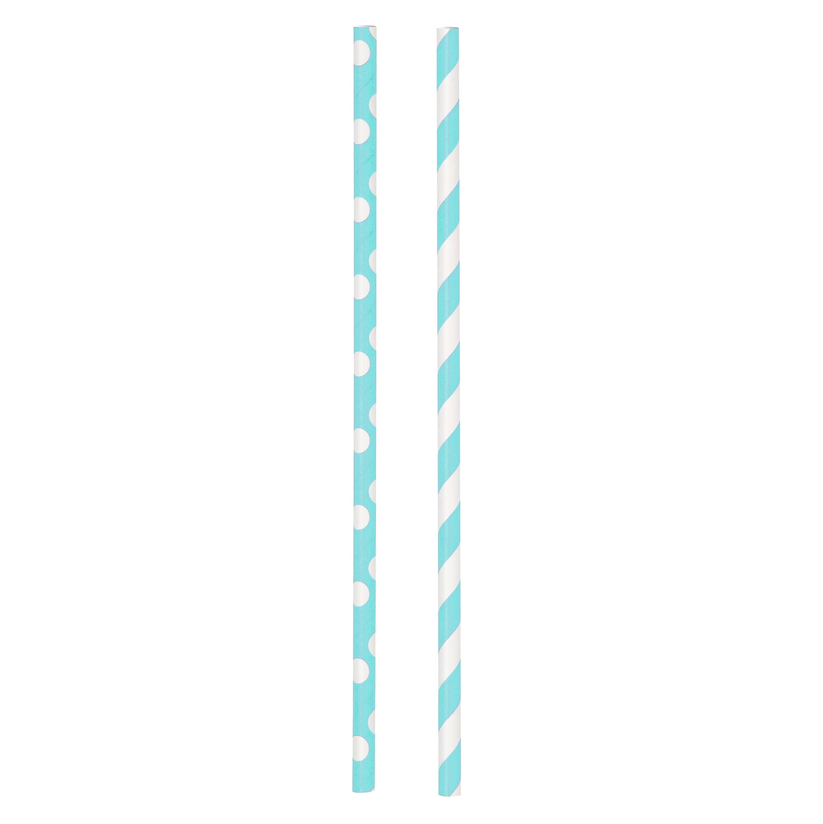 Way to Celebrate! Terrific Teal Polka Dot & Striped Paper Straws, 30ct
