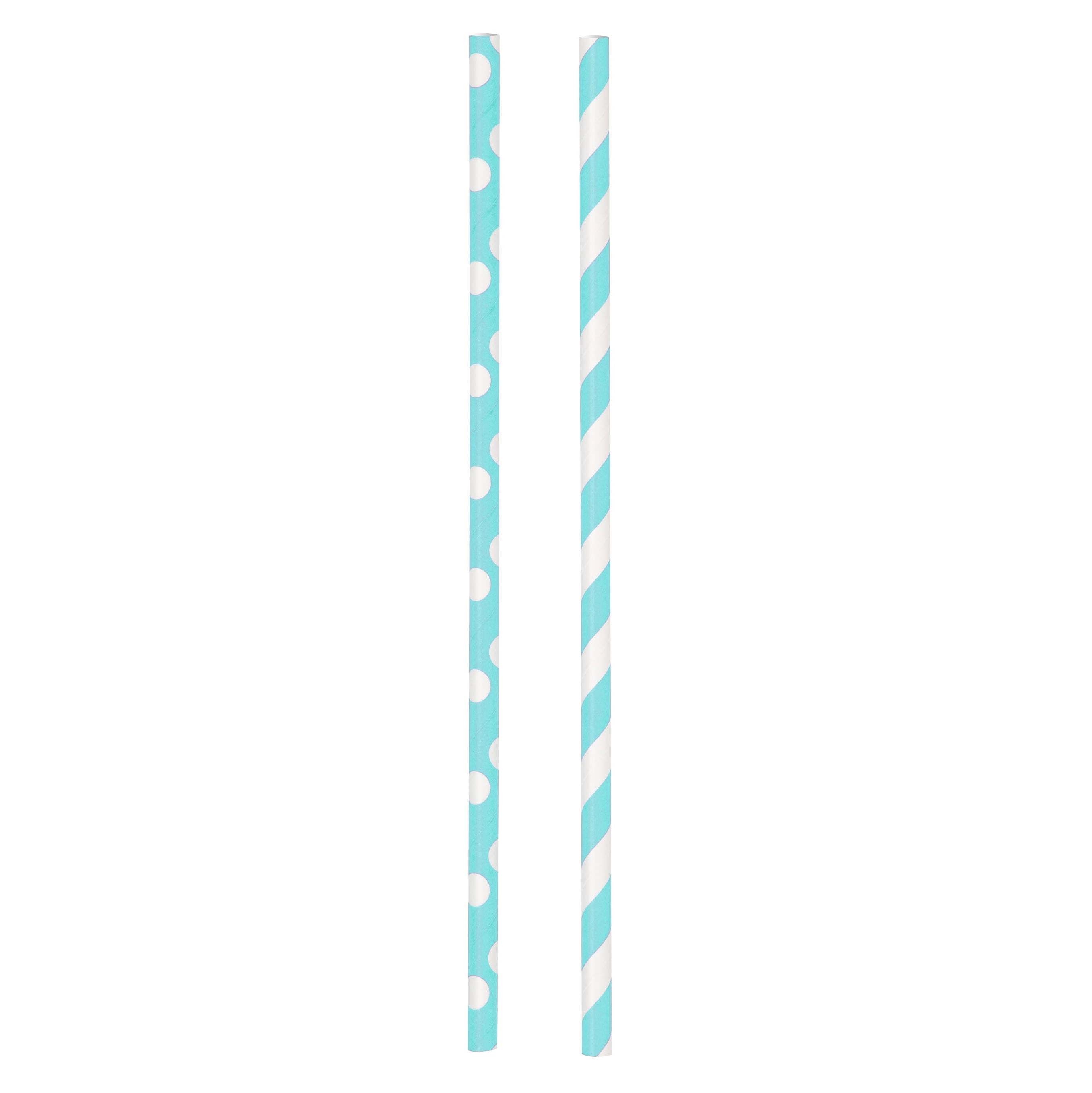 Way to Celebrate! Terrific Teal Polka Dot & Striped Paper Straws, 30ct