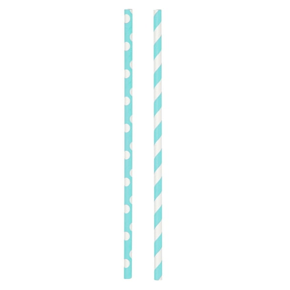 Way to Celebrate! Terrific Teal Polka Dot & Striped Paper Straws, 30ct