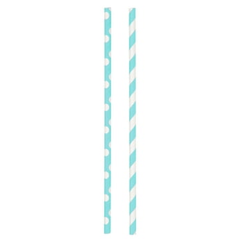 Way to Celebrate! Terrific Teal Polka Dot & Striped Paper Straws, 30ct