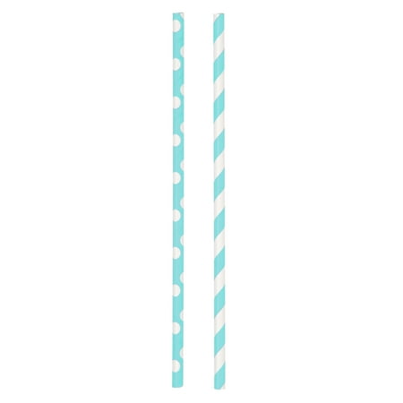 Way to Celebrate! Terrific Teal Polka Dot & Striped Paper Straws 30ct Way to Celebrate! Terrific Teal Polka Dot & Striped Paper Straws 30ct