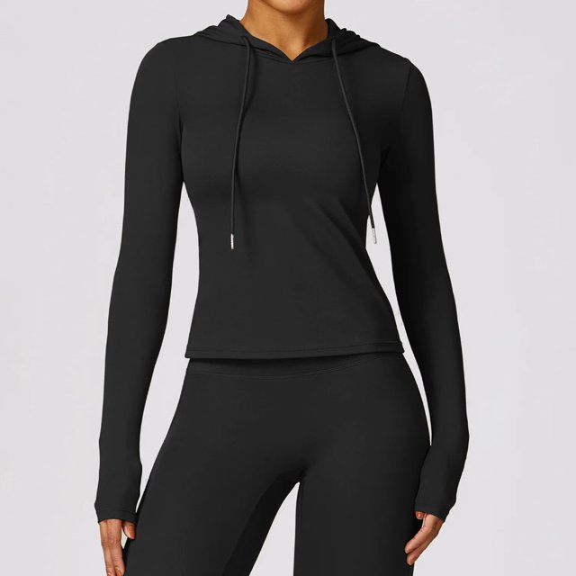 Camiseta con capucha de secado rápido para Yoga, camiseta de manga larga para entrenamiento y Yoga, camiseta ajustada para gimnasio y Fitness, camisetas deportivas para correr
