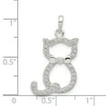 thumbnail image 3 of Sterling Silver Polished Cz Cat Pendant Made In India qc8883, 3 of 3