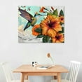 thumbnail image 2 of Nawypu  Bird Painting Art Prints Abstract Hummingbird with Hawaii Hibiscus Flower Canvas Wall Art Orange Poster Picture with Frame Modern Home Living Room Wall Decor, 2 of 6