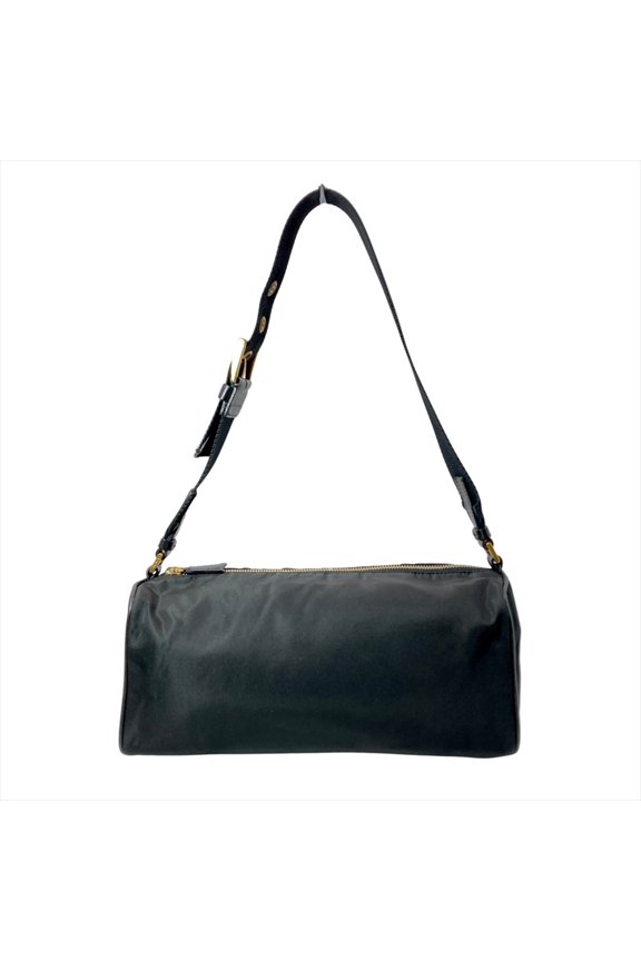 Pre-Owned Prada PRADA Logo Shoulder Bag, Nylon, Black, One-Shoulder