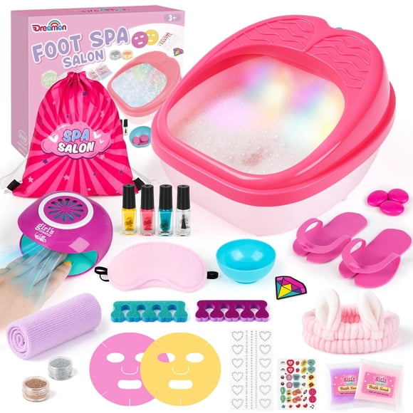Set de spa para pies y kit de uñas Dreamon Kids con luz arcoíris