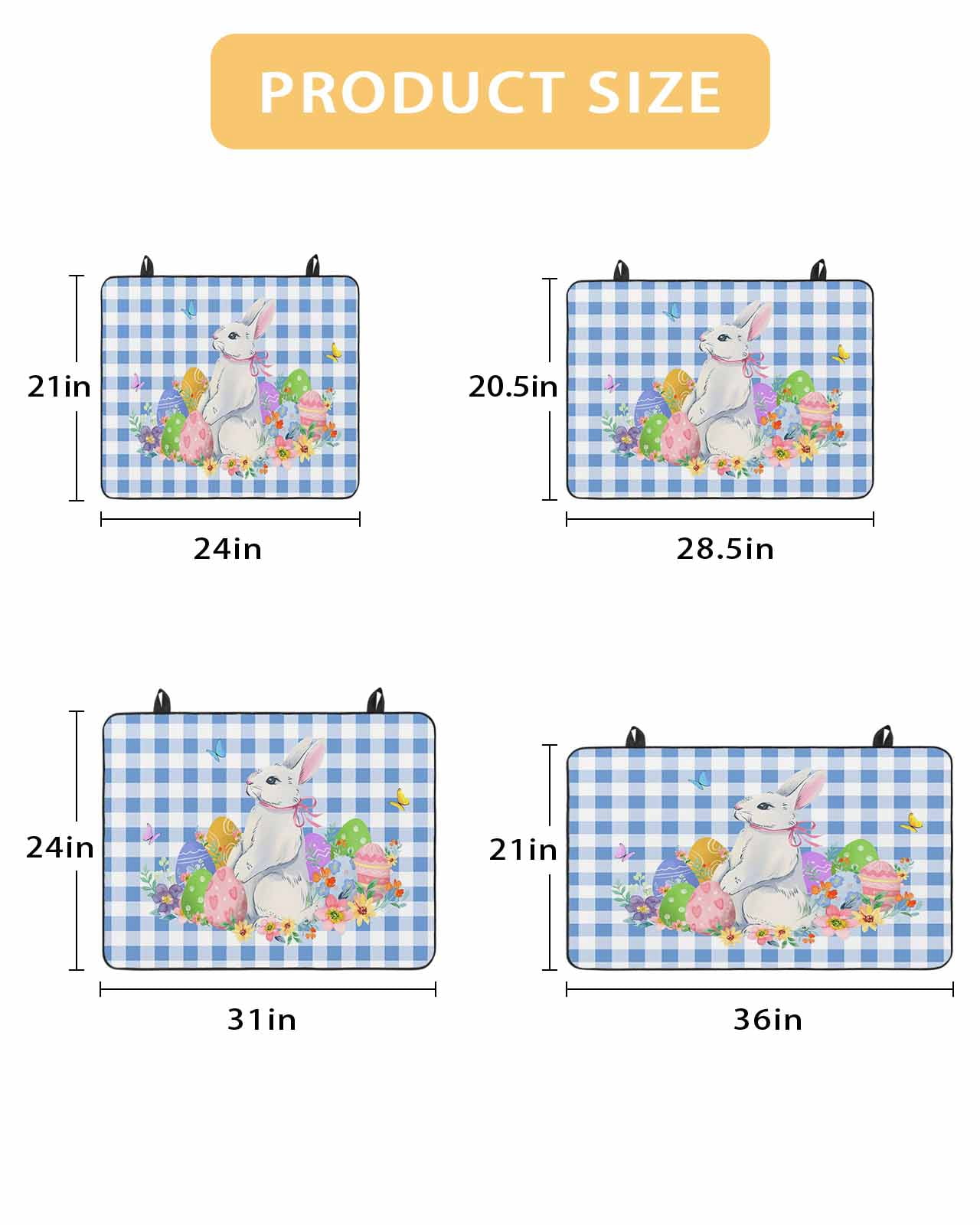 Large Induction Cooktop Protector Mat Easter Stove Top Covers for Electric Stove, Spring Watercolor Bunny Eggs Butterflies Blue Plaid Decorative Stove Burner Cover Mats, Glass Top Stove Cover