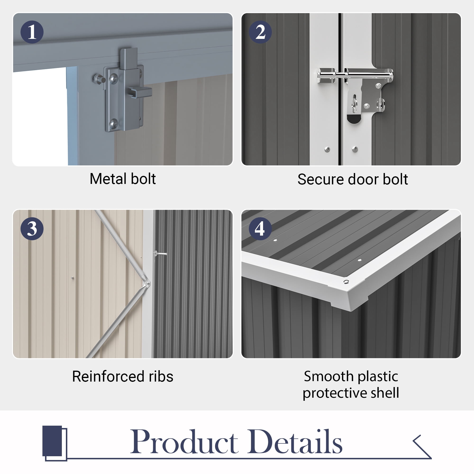 Leumius 10x4Ft Outdoor Metal Storage Shed with Lockable Door with Floor Frame for Patio Backyard Garden Gray