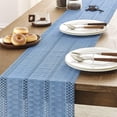 thumbnail image 4 of Boho Table Runner Macrame Farmhouse Woven Cotton Linen Rustic Table Runner with Handmade Tassels for Home Decor Dining Fall Thanksgiving 13x72 inches, 4 of 6