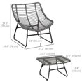 thumbnail image 3 of Outsunny Rattan Chair w/ Stool, Cushion, Adjustable Foot Pads, Grey, 3 of 10