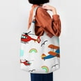 thumbnail image 6 of ZNDUO Women Tote Bag, Casual Handbags Big Capacity Shopping Shoulder Bag- Cartoon Doodle Rainbow Airplane Pattern, 6 of 7