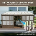 thumbnail image 4 of Domi 12' x 16' Wall-Mounted Sunroom, Aluminum Frame, PC Sloping Roof, Sliding Doors Galvanized Steel Sloping Roof, Moveable PC Screen, Outdoor Permanent Sun Room Lean to Gazebo for Deck Patio, 4 of 9