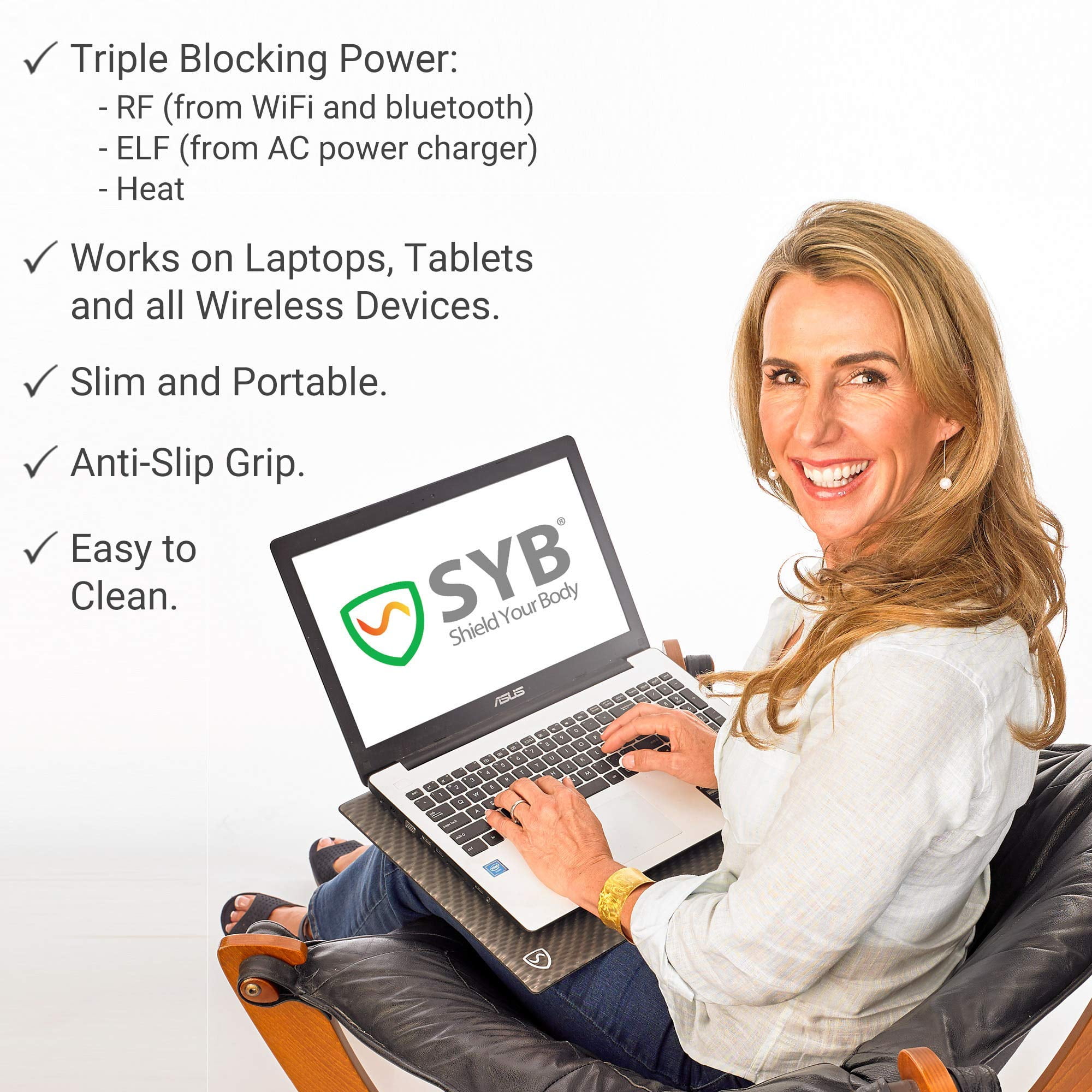 Shield Your Body 3 layer Laptop Pad, EMF Radiation Protection, Anti Radiation Laptop Pad, Cooling RF Blocker Shield - Blue
