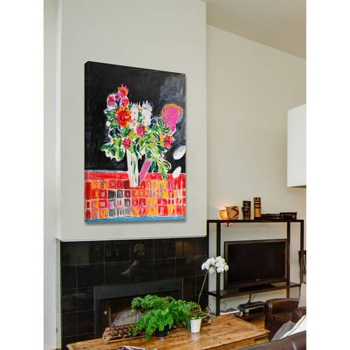 "Flowers on a Checkered Cloth" Painting Print on Wrapped Canvas