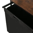 thumbnail image 4 of Homy Casa Storage Cabinet with Fabric Hamper and Wood Top for Bathroom or Laundry Room,Brown & Black, 4 of 8