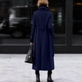 thumbnail image 4 of Cozyvia Women's Winter Double Breasted Wool Coat Elegant Notched Lapel Belted Maxi Long Pea Trench Coat - Navy XL, 4 of 5